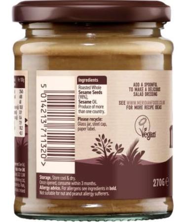  Meridian Meridian CLF-MER-10573050 Natural Dark Tahini 270 g - Buy Online on GoSupps.com