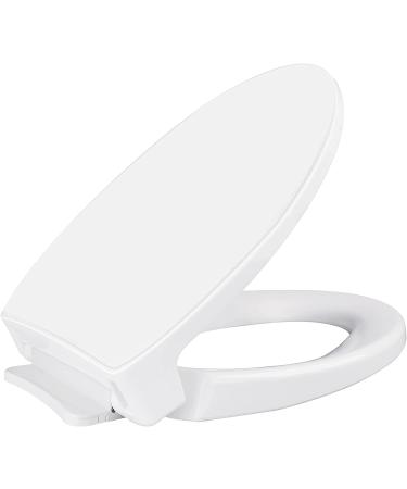 Heavy Duty Traditional SoftClose Elongated Toilet Seat Compatible with TOTO Toilet Seat Replaceable for SS114/SS113/SS154, 2 Choice of Mounting Seat Hardware will Never Loosen, Oval, White