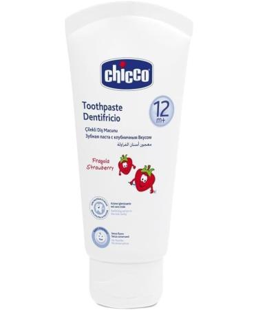 Chicco 00002321100000 Toothpaste strawberry flavour fluoride free 12M+ white
