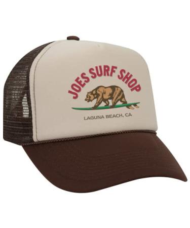 JOES SURF SHOP Foam Snapback Trucker Hat Collection One Size Brown / Surfing Bear