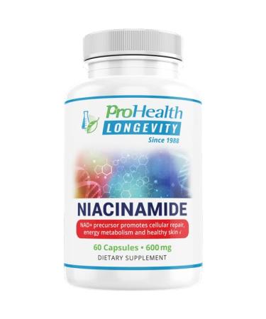 ProHealth Niacinamide - NAD Booster (600 mg, 60 Capsules) Longevity | Flush-Free Vitamin B3 - Buy Online on GoSupps.com