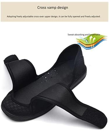 JCJNSL Diabetic Sandals - Adjustable Closure Swollen Slippers for Arthritic Feet - Black 37 - Buy Online on GoSupps.com