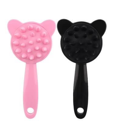 Minkissy silicone head skin massage device shampoo brush 2 pieces hair scrubber with a long handle scalp scrub massage device peeling scalp brush