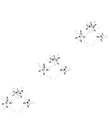 Angoily 3 Sets Bridal Wedding Comb Prom Hair Accessories Pearl Hair Comb Leaf Hair Comb Floral Headpiece Bride Headpiece Hair Insert Comb Hair Clips Beautiful Women's Hairpin Zinc Alloy