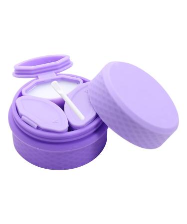 Travel Silicone Makeup Containers Set, Refillable Empty Silicone Cream Jars with Sealed Lids & Spoon Travel Size Leakproof Containers for Toiletries Trinkets Hair Clips Pills, including A B C 3pcs Dispensers(Purple)