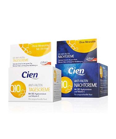 Buy Cien Anti-Wrinkle Day & Night Cream Set - 2 x 50ml with Q10 Hyaluronic Acid & Vitamin E - International Shipping Available - Buy Online on GoSupps.com