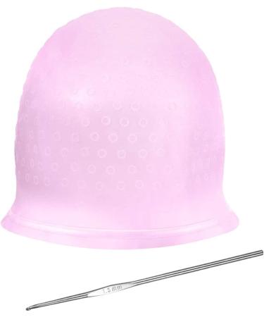 Silicone Hair Highlighting Cap - Reusable Dye Tools with Metal Hook (Purple/Pink) - Buy Online on GoSupps.com