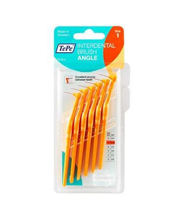 Tepe 0.45 mm Size 1 Interdental Brush Angle (1 x 6 pieces) Orange 1 count (Pack of 6)