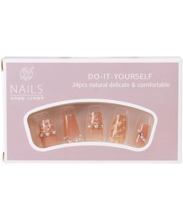 24Pcs/Set Press On Nails Mid Length Nude Pearl Chain Nail Patch False Nails Acrylic Fake Nails Full Cover Nails Tips Artificial Finger Manicure Press on nails for Women and Girls - Buy Online on GoSupps.com
