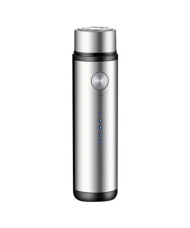 Katutude Mini Portable Electric Shaver USB Rechargeable Rotary Razor Pocket Size Washable Beard Trimmer for Men Wet Dry Shaving Silver