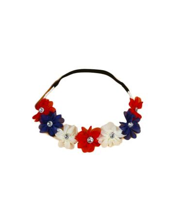 Patriotic Flower Crown Headband for Independence Day - Blue Red White Floral Hair Band - Buy Online on GoSupps.com