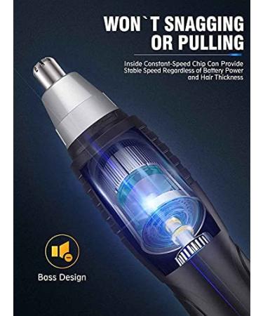 Nose Hair Trimmer & Ear Clipper Cordless Tool with IPX7 Waterproof | Facial Hair Scissor for Men and Women - Black - Buy Online on GoSupps.com