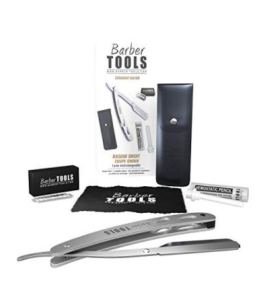Razor Men Beard Razor Set - Silver Barber Razor with Replaceable Blades & Carrying Case for Perfect Grooming | International Shipping Available - Buy Online on GoSupps.com