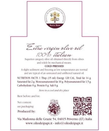 L'Olio dei Papi 100% Italian Extra Virgin Olive Oil 0.25 LT - Cold Extracted from Centuries-old Olive Groves | Gift Box Included - Buy Online on GoSupps.com