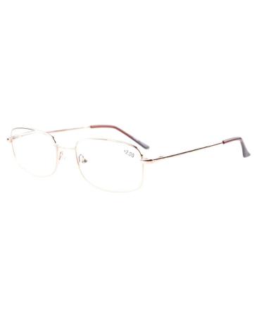 Eyekepper Bridge-flex Memory Titanium Women Men Spring Hinges Reading Glasses Gold +1.5