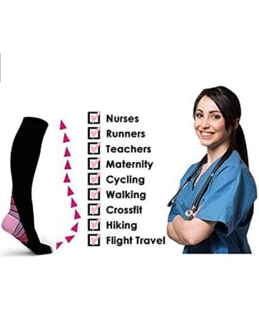 Buy ZLYJ Compression Socks for Men & Women Sports Knee High Travel & Ankle Protection Pink | International Shipping - Buy Online on GoSupps.com
