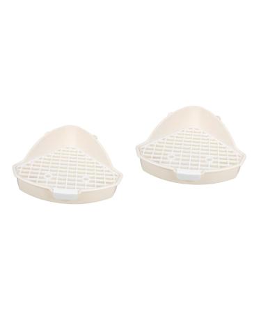 HANABASS 2pcs Rabbit Triangle Potty Toilet Pets Small Animal Potty White Urine Pet Cage Abs 25.00X19.00X10.00CMx2pcs Whitex2pcs