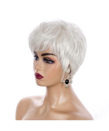 Short White Pixie Wig for Women - Layered Synthetic Heat Resistant Hairpiece for Party & Cosplay (White) - Buy Online on GoSupps.com