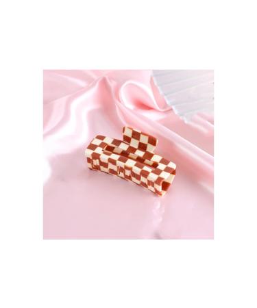 Large Hair Claw Clips for Long Hair 4.09 Big Claw Clips Checkered Hair Claws Rectangle Hair Accessories for Women YOEMAYUNER (1PC BROWN)