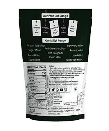 B&B Organics Finger Millet (Ragi) 500g - Gluten Free Indian Millet | USDA Certified - Buy Online on GoSupps.com