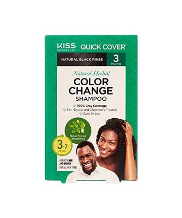 KISS Quick Cover Natural Herbal Color Change Shampoo - 2 Pack (Natural Black) | Instant Hair Color & Mascara Solution for International Shipping - Buy Online on GoSupps.com