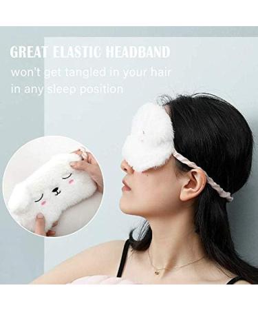 EleCharm Cute Animal Sleeping Mask - Soft Plush Eye Cover for Home & Travel (White Dog) - Buy Online on GoSupps.com