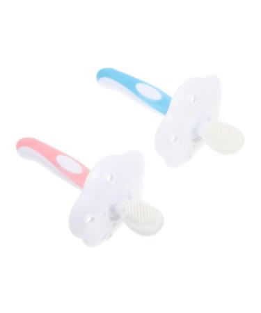 Gatuida bite toy for babies 2 sets toothbrush cleaning brush pebbles care child silicone brush to toothbrush 1 piece (1 Pack) pink pink