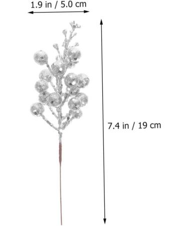 Artibetter 20pcs the fruit wreath artificial decorate Christmas Tree Decor berries christmas tree branch crafts Christmas Tree Decorations flower arrangement artificial xmas berry stem Silver 19X5X5CM - Buy Online on GoSupps.com