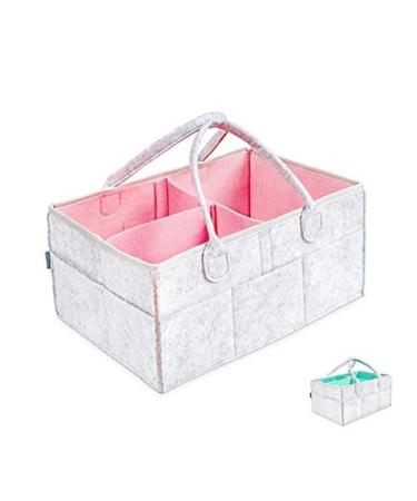 Baby diaper caddy organizer - children's room storage container |Babyarty gift basket newborn organizer children's room organizer for young girls (pink)