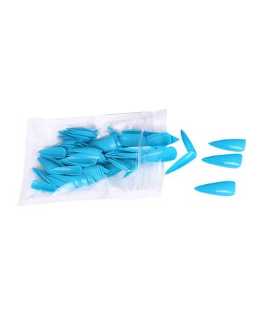 dijiusidy 1 Set Press on Nails Almond Fingernails Stick Solid Color Full Cover Art Decals Salon Supplies DIY Decorations No.9 blue
