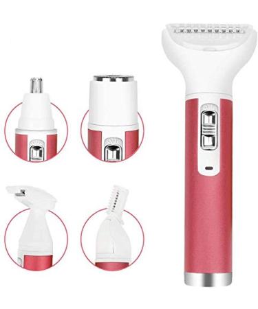 AHGDB Women's * Painless 5 in 1 Electric Razor USB Rechargeable Eyebrow Trimmer Pink