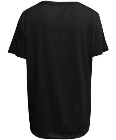 Shop Women's Summer Ppanguding T-Shirt - Casual Loose Round Top with Pustblume Print | Trendy Black Summer Shirt - Buy Online on GoSupps.com