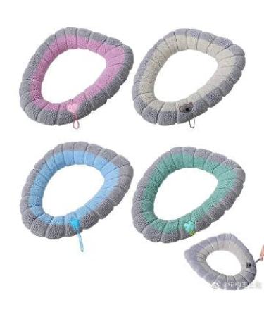 SSyang 4 Pieces Soft Warm Toilet seat Cover Plush knitted Toilet Seat Cover Pads Winter Warm Toilet seat with handle Colorful Washable Fits All Oval Toilet Seats