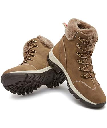 Hiking Work Waterproof Boots for Women - Winter Snow Tactical Trekking Boots Combat Camping Walking Boots Non Slip Booties for Women 8 W124-khaki