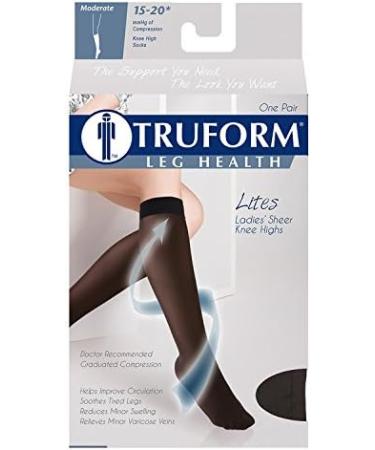 Truform Sheer Compression Stockings for Women | 15-20 mmHg Knee High | 20 Denier Charcoal Large - International Shipping Available - Buy Online on GoSupps.com