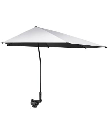 G4Free UPF 50+ Adjustable Beach Umbrella XL with Universal Clamp for Chair, Golf Cart, Stroller, Bleacher, Patio (Black/Silver) Black1