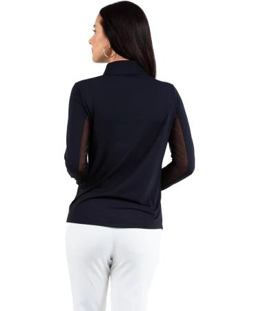 IBKUL Sun Protective UPF 50+ Icefil Cooling Long Sleeve Mock Neck Top - Turquoise Solid XXL - Buy Online on GoSupps.com