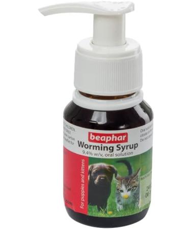 Beaphar - Worming Syrup - For Puppies & Kittens - Treats Roundworms - Ideal for Treating Litters - UK Authorised Veterinary Medicine - Pet-Friendly Chocolate-Flavoured Syrup - 45ml ( Pack of 1) - Buy Online on GoSupps.com