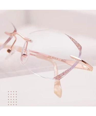 Buy Women's Diamond Rimless Anti-Blue Light Reading Glasses +300 - Ultra Light Frameless Portable & Stylish - Buy Online on GoSupps.com