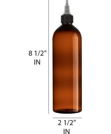 BRIGHTFROM 16oz Twist Top Applicator Bottles - 2 Pack | Amber Plastic, BPA-Free, Refillable | Squeeze Bottles with Nozzle for Multi Purpose Use - Buy Online on GoSupps.com