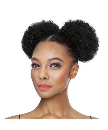 Buy 6-Inch Short Afro Puff Drawstring Ponytail - Human Hair Curly Clip-In Extensions in Natural Color - Buy Online on GoSupps.com