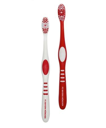 FC Bayern Munich toothbrush set of 2 medium red-white Toothbrush FCB