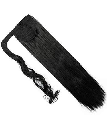 Ponytail Hair Extension 26 Long Straight Synthetic Hairpiece Clip-in Pony Tail Jet Black - Buy Online on GoSupps.com