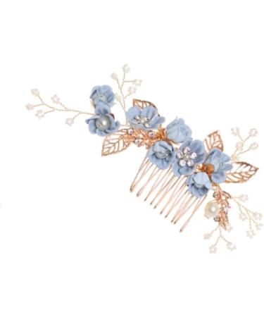 FOMIYES Bride Wedding Hair Accessories Pearl Flower Hair Comb Rhinestone Bridal Hair Piece Wedding Headpiece for Women and Girls Blue - Buy Online on GoSupps.com
