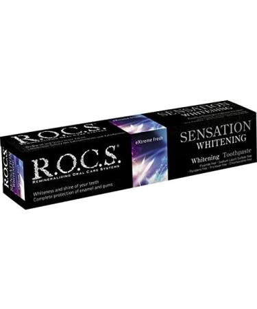 R.O.C.S. Sensation Whitening Dental Care Set - Brightening Toothpaste & Black Edition Toothbrush for Adults - 74g Tube - Buy Online on GoSupps.com