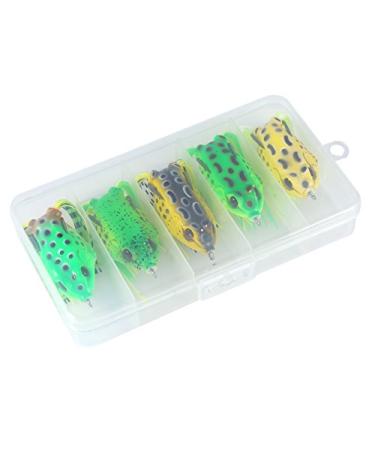 Topwater Frog Fishing Frog 5 x Soft Frog Lure Fishing Bait Hook Set Topwater Tackle Lure with Fishing Box Bait Supplies
