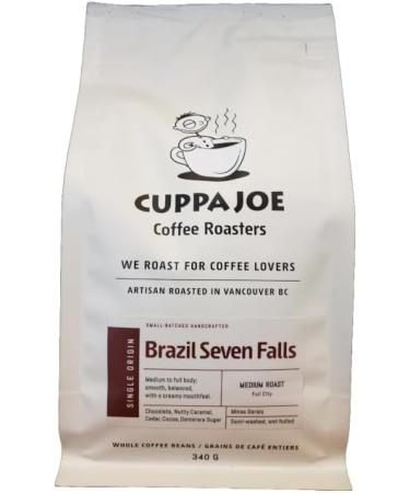 CuppaJoe Coffee Roasters Brazil Seven Falls Medium Roast Whole Beans 340g - Buy Online on GoSupps.com
