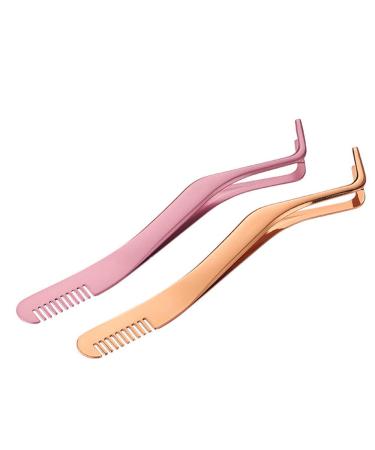 2 PCS Eyelash Applicator Tool & Tweezers for False Lashes - Curved Stainless Steel Clip with Comb for Easy Application and Removal - Buy Online on GoSupps.com