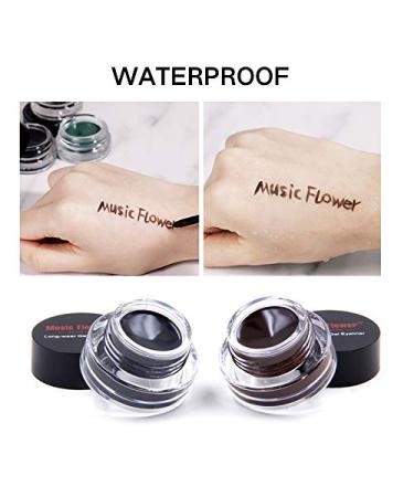 Music Flower Gel Eyeliner Set | Waterproof & Long Lasting | Easy Eye Makeup & Removal | 2 Brushes | Pack of 2 Black & Blue - Buy Online on GoSupps.com