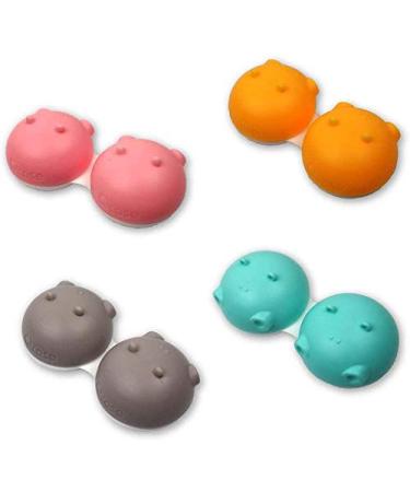 Sports Vision's New 3 Pack Hippo Animal Pink Contact Lens Case/Container for Soaking CE Marked and FDA Approved Rose